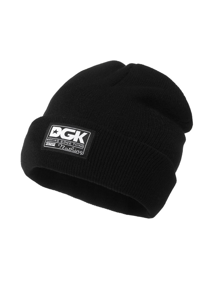 Generic - Foreign trade new ski warm autumn and winter pullover knitted hat DGK letter wool hat mens and womens beanie hat Style 2 Black - Image 1