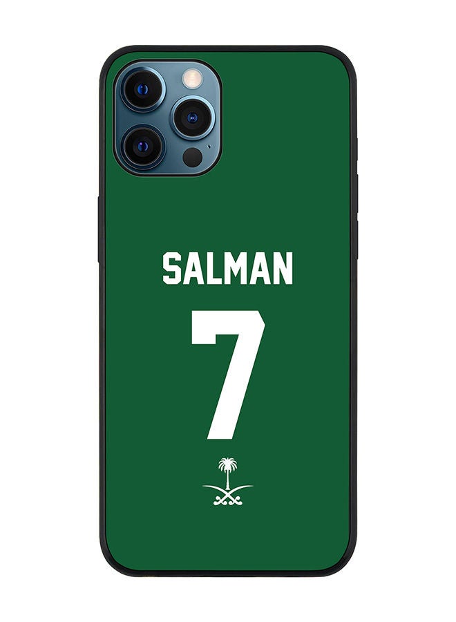 Stylizedd Rugged Black edge case for Apple iPhone 12 Pro Slim fit Soft Case Flexible Rubber Edges Anti Drop TPU Gel Thin Cover - Football Team - Saudi Arabia Player Name - Salman - Image 1