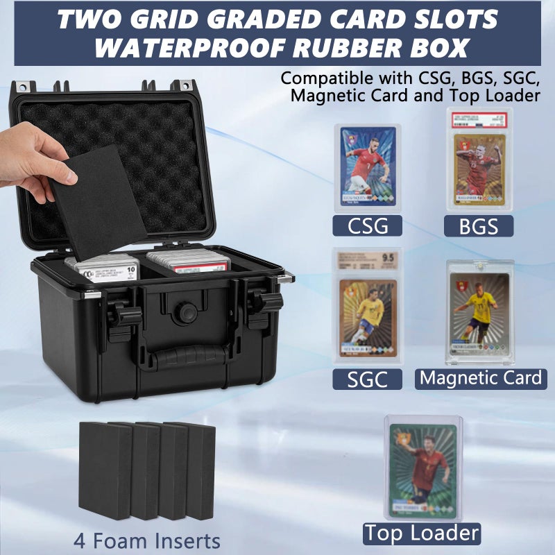 OUUTMEE Graded Card Case - IP67 Waterproof Storage Box for 40+ CSG, BGS, SGC, Top Loaders Graded Sports Trading Cards - Image 3