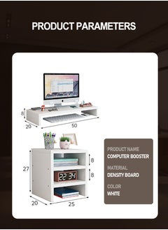 Beirui Single Tier Computer Organizer + 3 Tier Storage Cabinet, Computer Monitor Stand, Storage Organizer, Space Saving Laptop Stand for Home and Office, Density Wood Panel Material ﻿  - Image 3