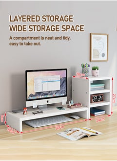 Beirui Single Tier Computer Organizer + 3 Tier Storage Cabinet, Computer Monitor Stand, Storage Organizer, Space Saving Laptop Stand for Home and Office, Density Wood Panel Material ﻿  - Image 5