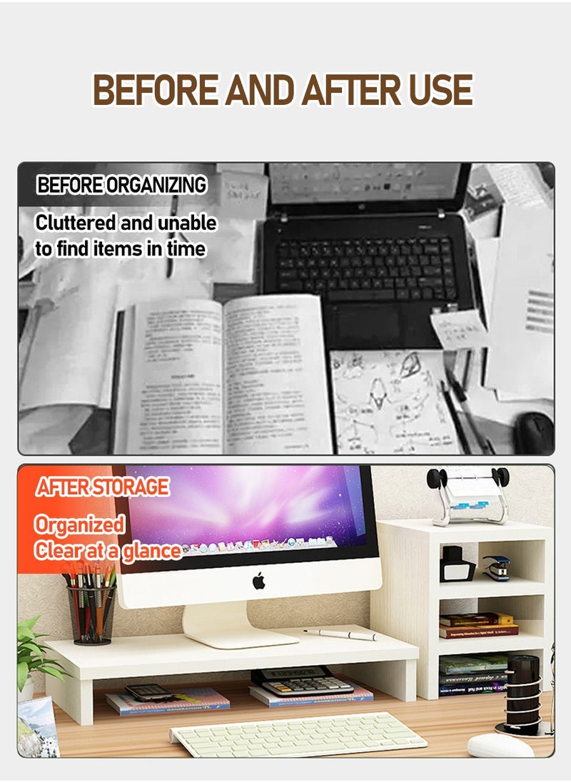 Beirui - Single Tier Computer Organizer + 3 Tier Storage Cabinet, Computer Monitor Stand, Storage Organizer, Space Saving Laptop Stand for Home and Office, Density Wood Panel Material ﻿ - Image 1