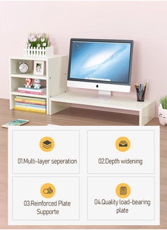 Beirui Single Tier Computer Organizer + 3 Tier Storage Cabinet, Computer Monitor Stand, Storage Organizer, Space Saving Laptop Stand for Home and Office, Density Wood Panel Material ﻿  - Image 4