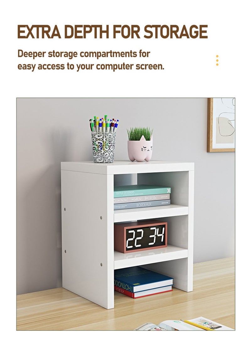 Beirui - Single Tier Computer Organizer + 3 Tier Storage Cabinet, Computer Monitor Stand, Storage Organizer, Space Saving Laptop Stand for Home and Office, Density Wood Panel Material ﻿ - Image 1