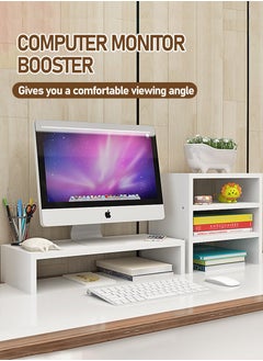 Beirui Single Tier Computer Organizer + 3 Tier Storage Cabinet, Computer Monitor Stand, Storage Organizer, Space Saving Laptop Stand for Home and Office, Density Wood Panel Material ﻿  - Image 2