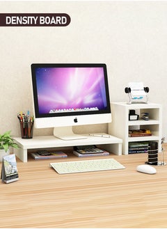 Beirui Single Tier Computer Organizer + 3 Tier Storage Cabinet, Computer Monitor Stand, Storage Organizer, Space Saving Laptop Stand for Home and Office, Density Wood Panel Material ﻿  - Image 1