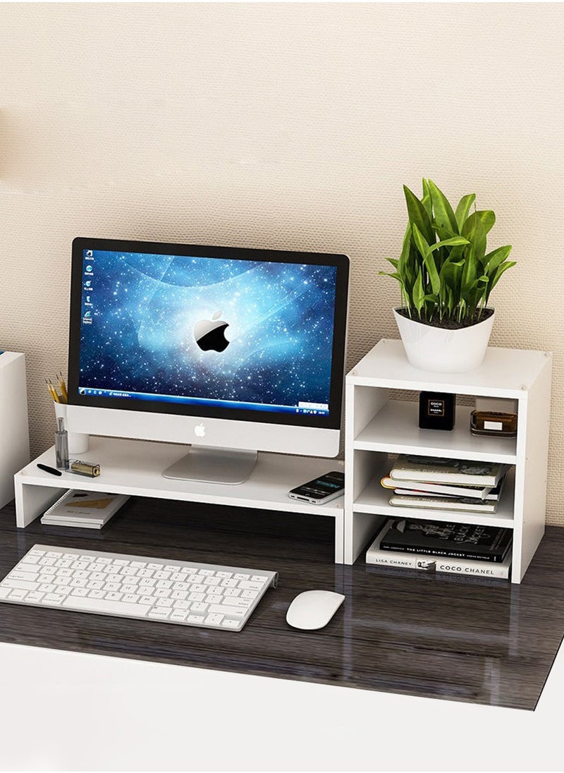 Beirui - Single Tier Computer Organizer + 3 Tier Storage Cabinet, Computer Monitor Stand, Storage Organizer, Space Saving Laptop Stand for Home and Office, Density Wood Panel Material ﻿ - Image 1