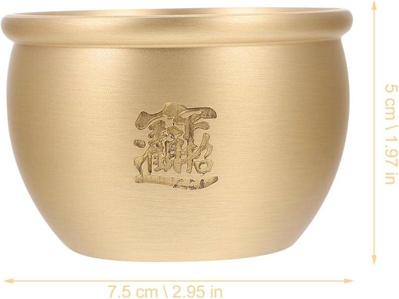 منفضة سجائر نحاسية لفنغ شوي، حامل رماد مكتنز أنيق للمكتب، وعاء زخرفي هدية - Image 3