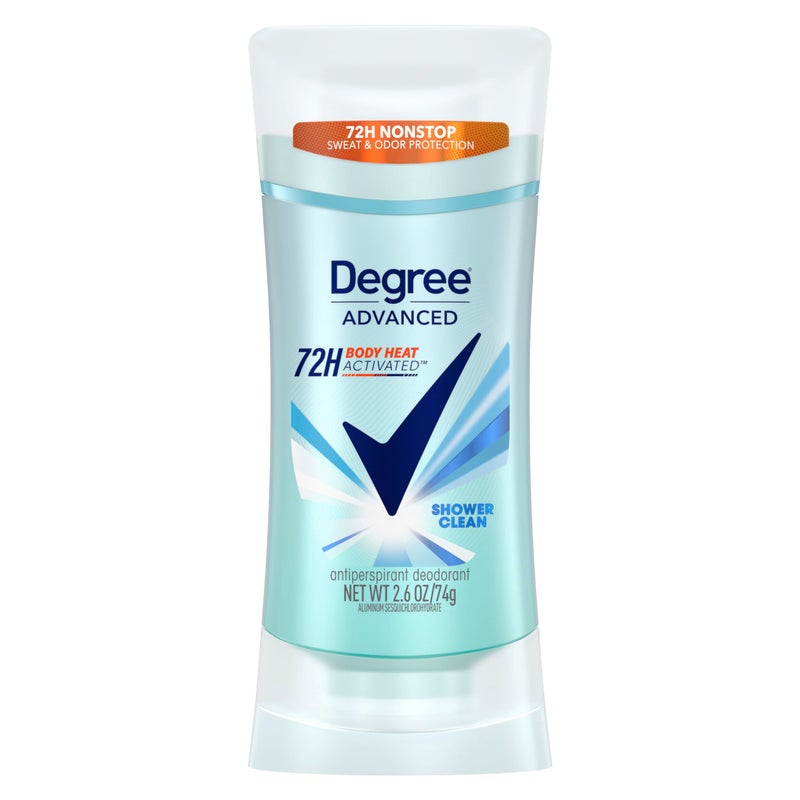 Degree Advanced Protection Antiperspirant Deodorant Shower Clean for 72Hour Sweat  Odor Control for Women with Body Heat Activated Technology 26 oz