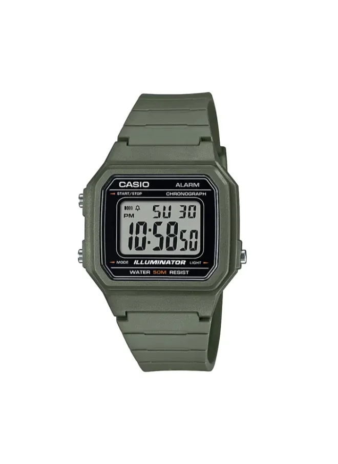 CASIO Men's Digital Display Watch With Green Resin Strap - W-217H-3AVDF