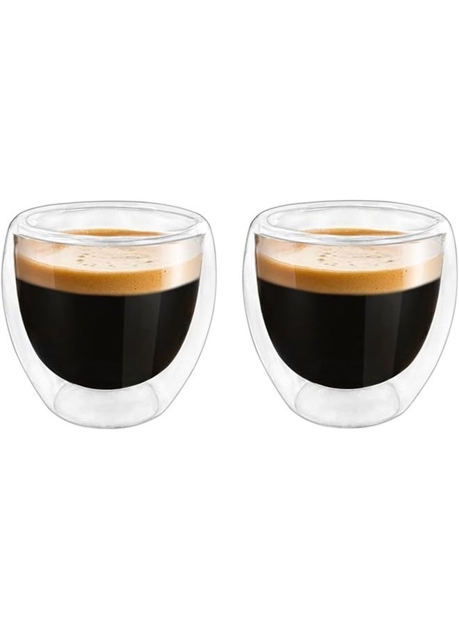 yongsheng 4-Piece Double Wall Borosilicate Glass Cup Set Clear 4x80ml,Double Walled Espresso Cups , Glass Espresso Shot Cup Set of , Small Coffee Mugs  - Image 1