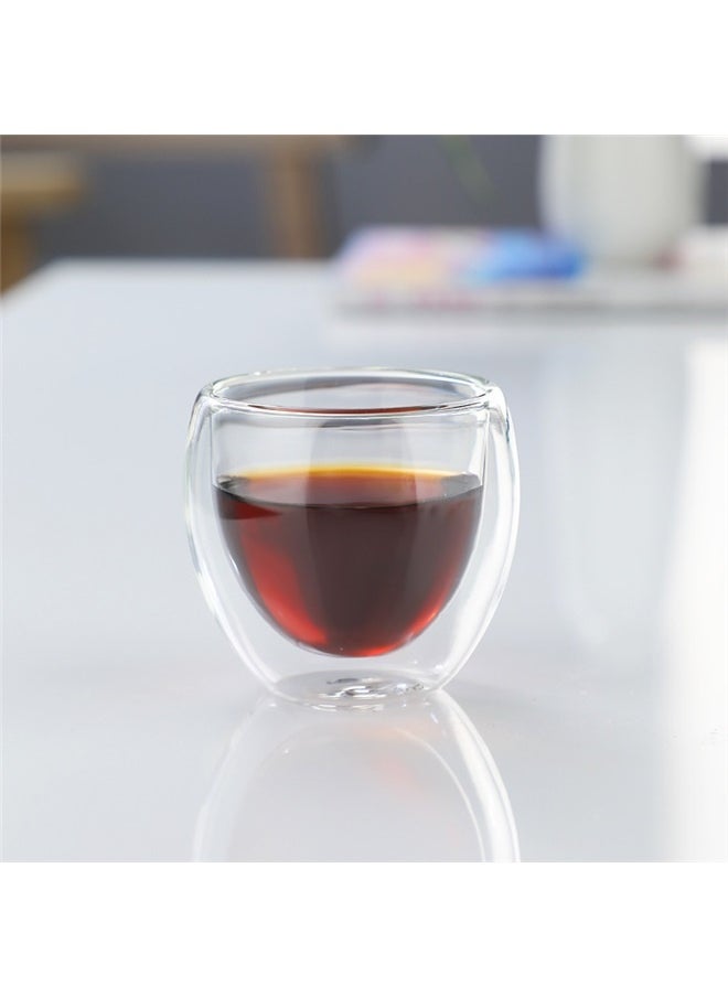 yongsheng 4-Piece Double Wall Borosilicate Glass Cup Set Clear 4x80ml,Double Walled Espresso Cups , Glass Espresso Shot Cup Set of , Small Coffee Mugs  - Image 3