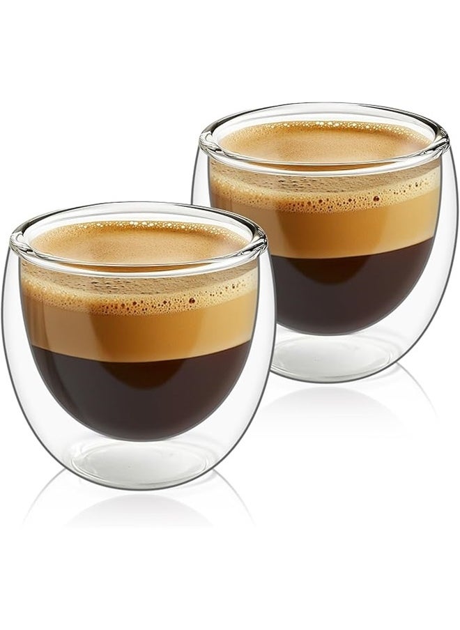 yongsheng 4-Piece Double Wall Borosilicate Glass Cup Set Clear 4x80ml,Double Walled Espresso Cups , Glass Espresso Shot Cup Set of , Small Coffee Mugs  - Image 2