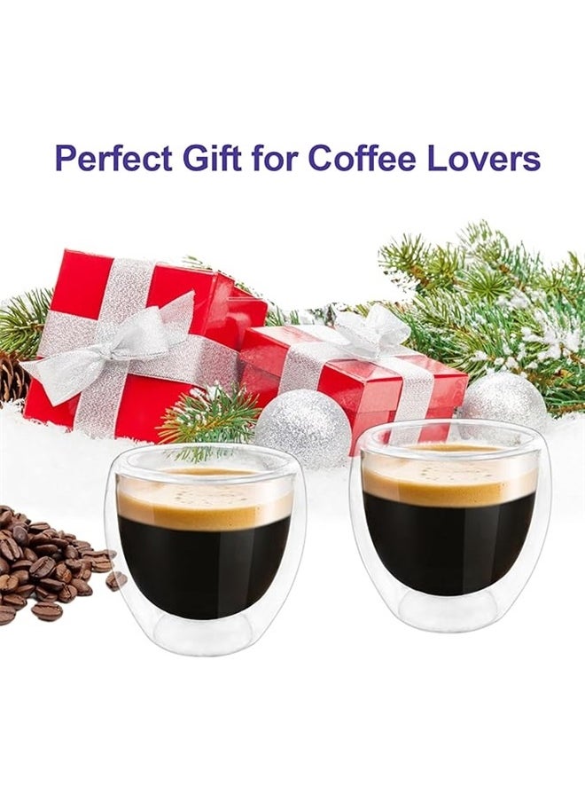 yongsheng 4-Piece Double Wall Borosilicate Glass Cup Set Clear 4x80ml,Double Walled Espresso Cups , Glass Espresso Shot Cup Set of , Small Coffee Mugs  - Image 5