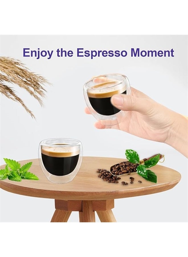 yongsheng 4-Piece Double Wall Borosilicate Glass Cup Set Clear 4x80ml,Double Walled Espresso Cups , Glass Espresso Shot Cup Set of , Small Coffee Mugs  - Image 4