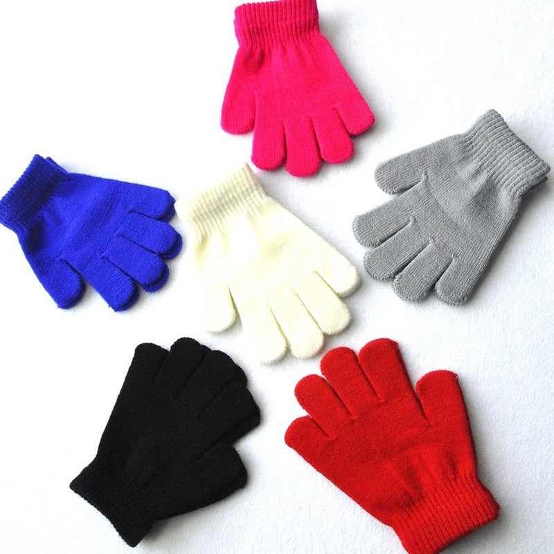 BaiX Boys and Girls Warm Winter Knitted Writing Gloves, 5-12 Years Old, White - Image 3