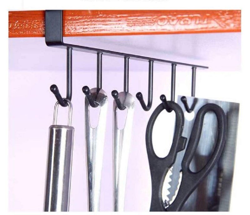 SYGA Metal 6 Pin Nail Free Rack Wall Hanger Black - Image 3