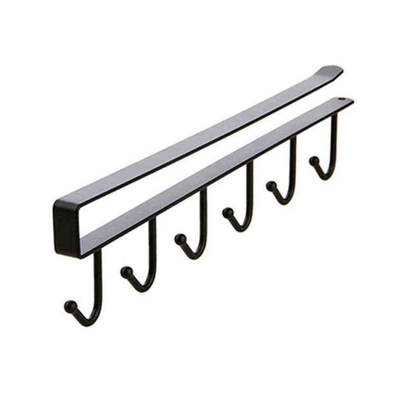 SYGA Metal 6 Pin Nail Free Rack Wall Hanger Black - Image 1