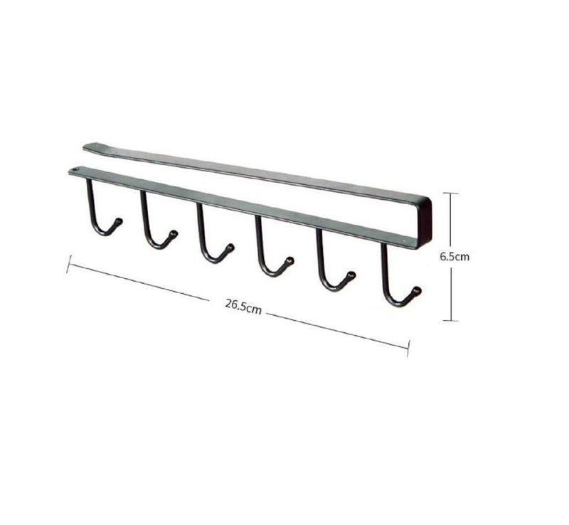 SYGA Metal 6 Pin Nail Free Rack Wall Hanger Black - Image 2
