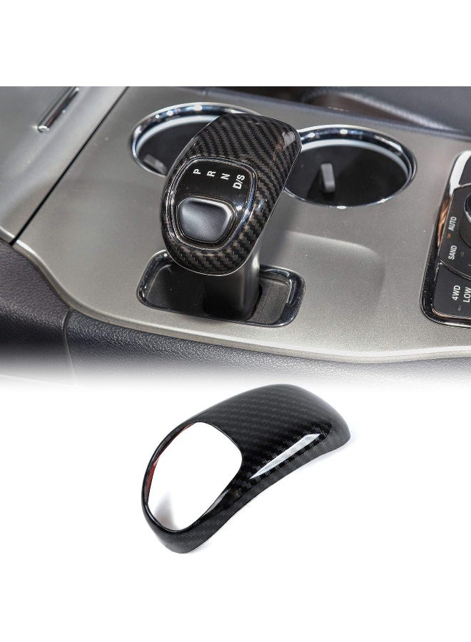 CheroCar Gear Shift Knob Cover Stick Shifter Cap Cover Frame for 2014-2015 Jeep Grand Cherokee, for 2012-2014 Chrysler 300C, Interior Accessories (Carbon Fiber Grain) - Image 1