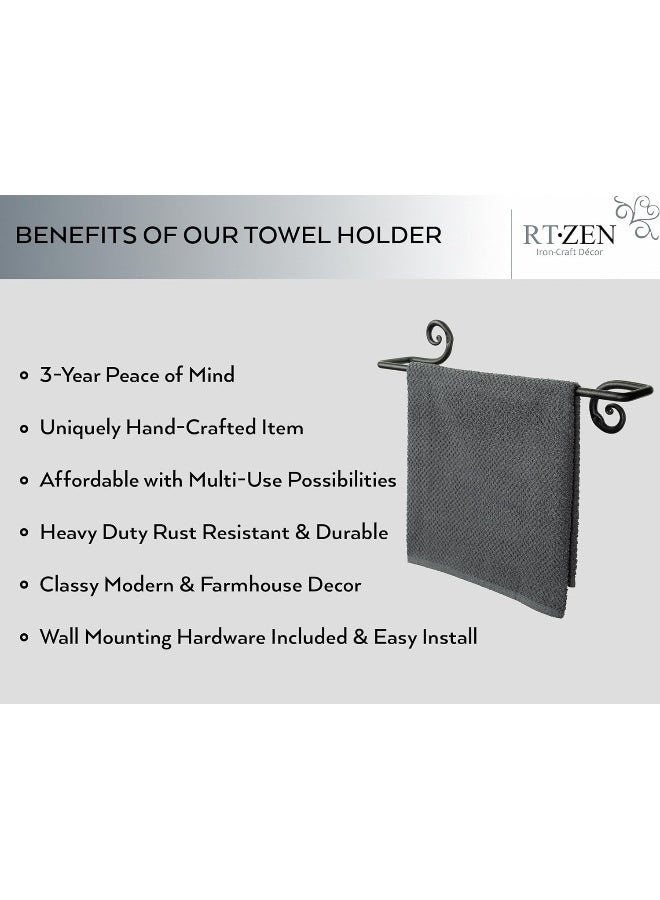RTZEN Farmehouse Bathroom Towel Holder  Wrought Iron Matte Meta Black Towel Bar Wall Mount Rod  Handmade Home Decor Metal Kitchen Hanger Bar 16  Fits 16 Inch Towels - Image 5