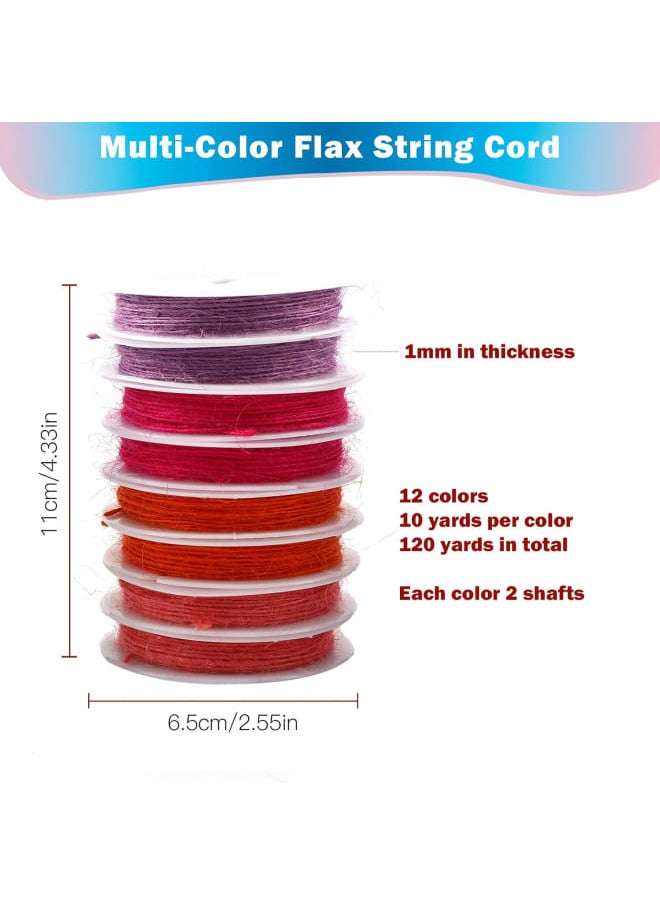 Generic - Happy Makers 12 Colors Thread Cord Multi-Color Flax String Cord, 1mm 120 Yards Natural Colorful Jute Twine Cord Rope String for Handmade Craft Friendship Bracelets Keychains Jewelry Making Home Decor - Image 1