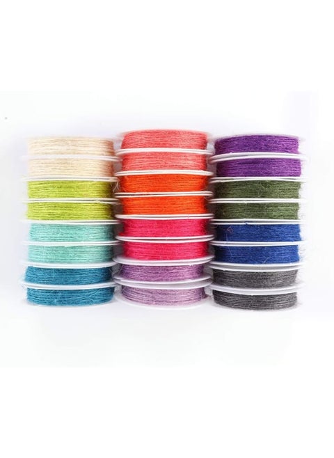 Happy Makers 12 Colors Thread Cord Multi-Color Flax String Cord, 1mm 120 Yards Natural Colorful Jute Twine Cord Rope String for Handmade Craft Friendship Bracelets Keychains Jewelry Making Home Decor