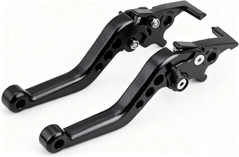 1 Pair CNC Aluminum Alloy Motorcycle Scooter Modification Double Disc Brake Lever Double Disc Clutch Brake Levers (Black)