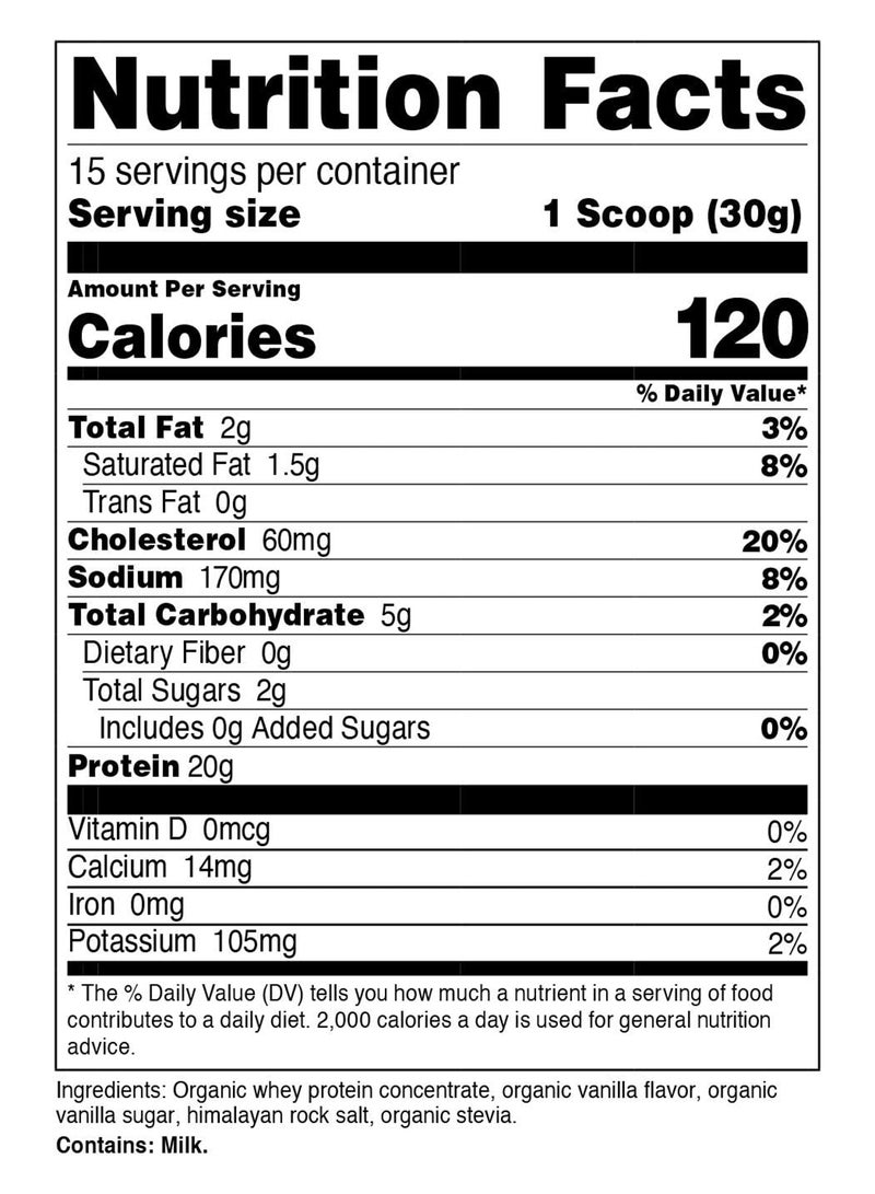 مسحوق بروتين مصل اللبن العضوي بالفانيليا 1 رطل - Image 2