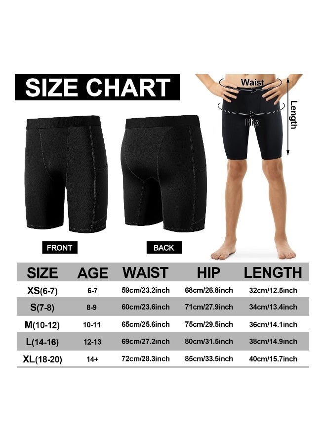 Youth Boys Compression Shorts with Side Pockets - Performance Base Layer Athletic Underwear for Basketball, Baseball, Soccer, and Gym - Activewear 3-Pack in Medium Size (3 Colors)  - Image 4