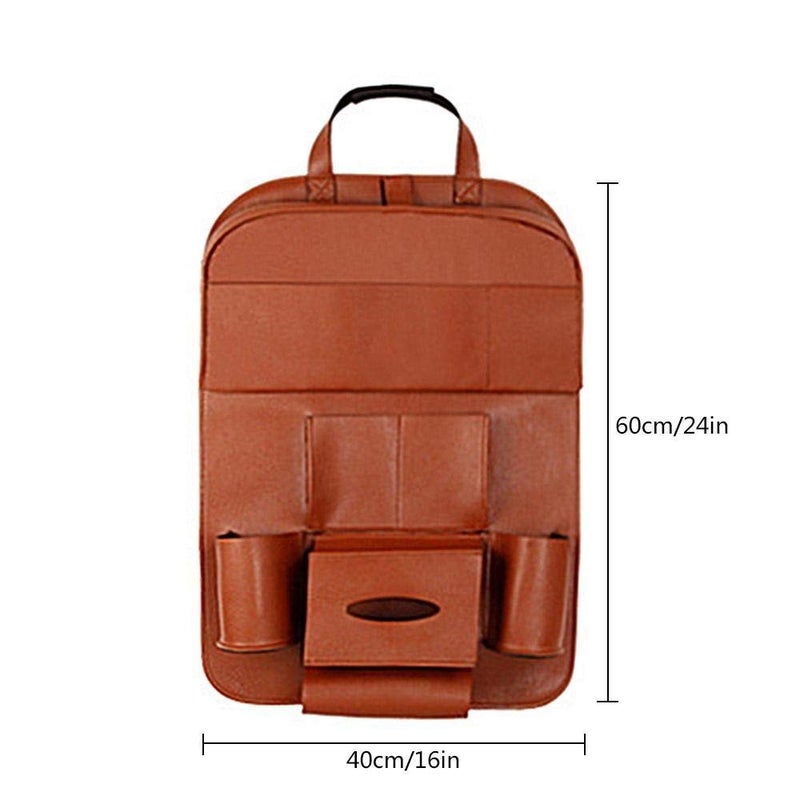 Oshotto Car Backseat Storage Organizer Phone Holder,Multi-Pocket for Bottles, Tissue Boxes,Kids Toy Storage and Great Travel Accessory Compatible with Toyota Liva (Tan) - Image 3