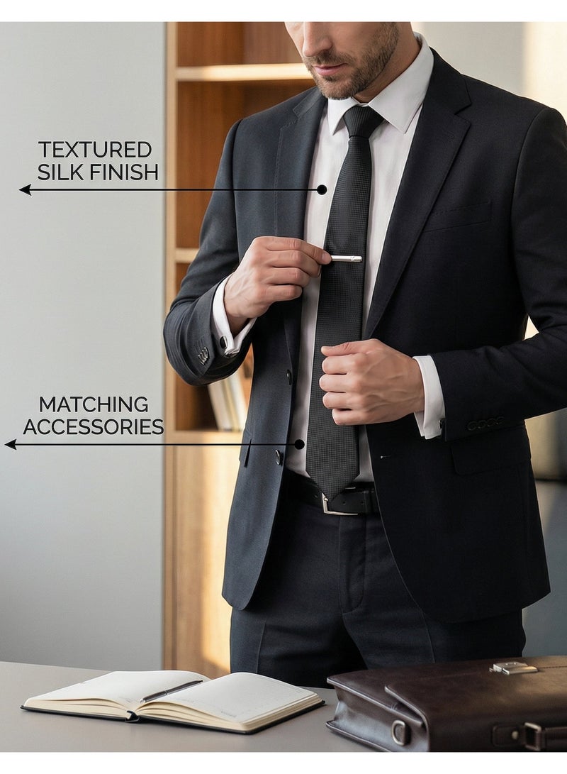 AuliceVerse Men's Business Necktie with Gift Box, Formal Office Wedding Party AccessoriesTie Set - 5 Pieces Polyester Silk Neckties with Gift Box, Formal Office Wedding Party Accessories - Image 2