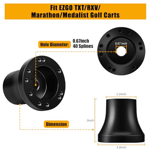 MOSNAI EZGO Steering Wheel Adapter Hub for EZGO TXT/RXV/Marathon/Medalist Golf Carts with 5-6 Holes Golf Cart Steering Wheel - Image 2