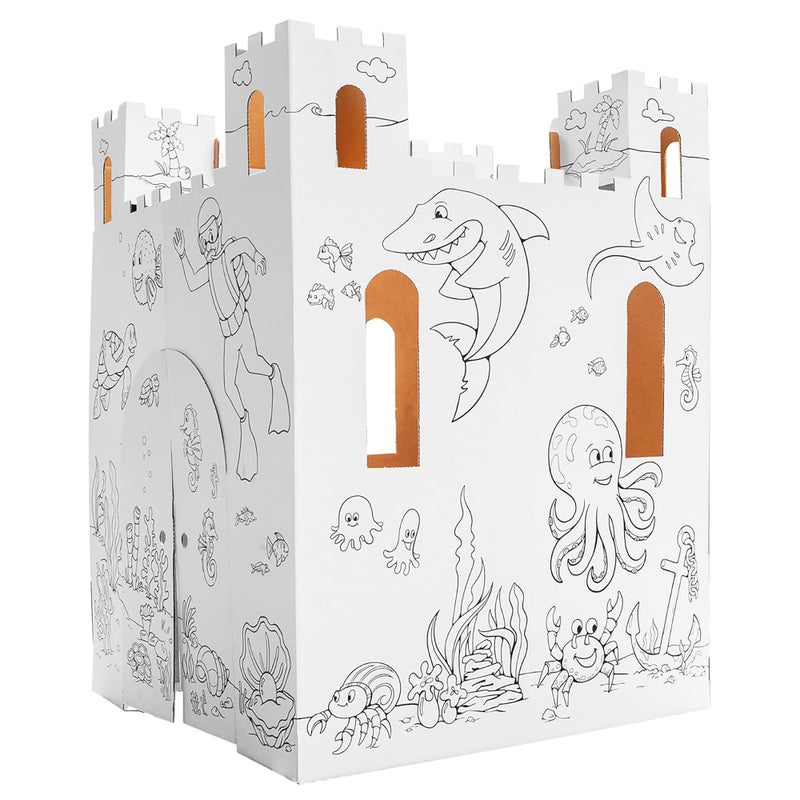 Easy Playhouse Sand Castle Kids Art Craft for Indoor Outdoor Fun Color Draw Doodle Decorate Personalize a Cardboard Fort 32 by 32 by 43 5 inches Age 3and up - Image 2