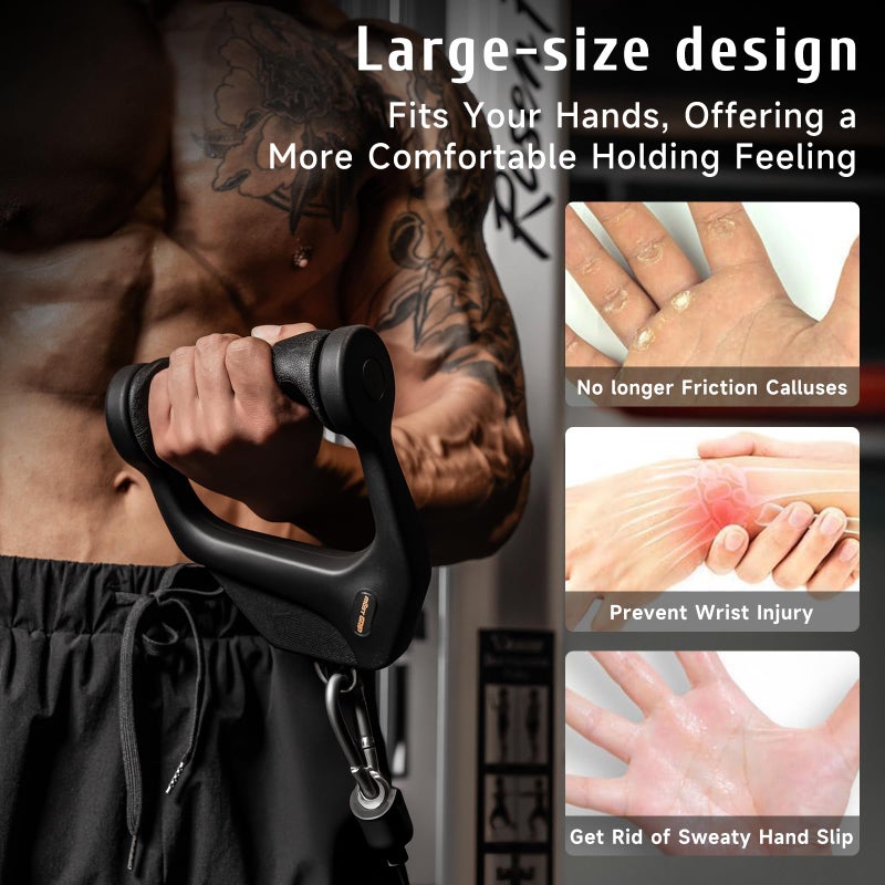 MOST GRIP Ergonomic Non-Slip D Handle Cable Attachment, Cable Machine Handles for LAT Pulldown, Gym Handles for Cables with Capacity Up to 600LBS - Image 3