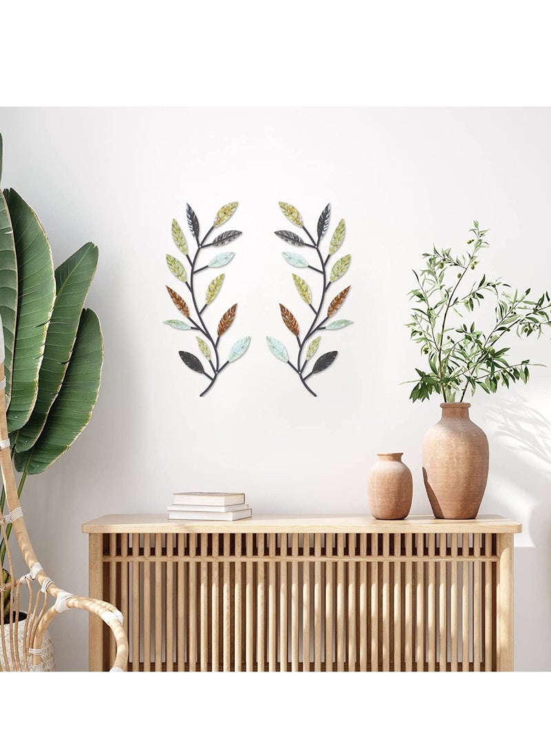 كاست ويف ديكور حائط على شكل ورقة شجرة معدنية (قطعتان متعدد الألوان) - Image 4