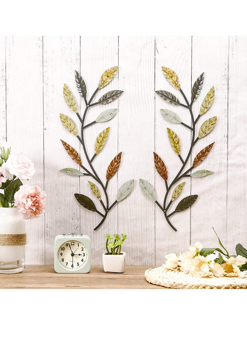 كاست ويف ديكور حائط على شكل ورقة شجرة معدنية (قطعتان متعدد الألوان) - Image 2