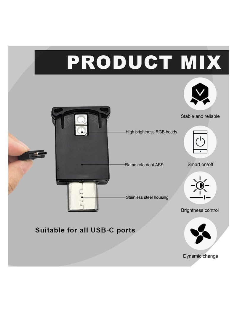 SUNSAR USB Type C LED Ambient Light, 8 Colours RGB Dynamic, 2-Pack, Car Interior Accessories - Image 5