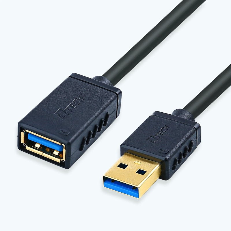دي تك كابل تمديد USB 3.0 من بطول 6 أقدام، نوع A ذكر إلى أنثى، مع موصل مطلي بالذهب (أسود، 6 أقدام) - Image 3