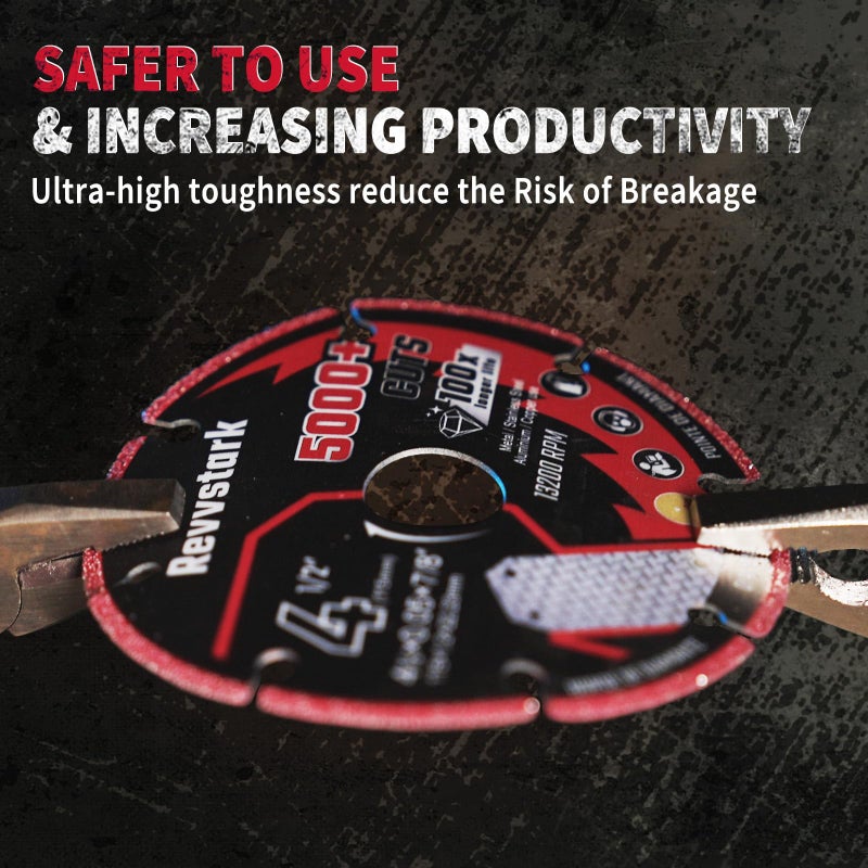 Revvstark 4 1/2 Cut Off Wheel Angle Grinder Cutting Disc, Diamond Cutting Wheel for Metal with 5000+ Cuts on Rebar, Steel, Iron and INOX, 4.5 Inch Cut Off Wheel Metal Cutting Blade with 7/8" Arbor - Image 4