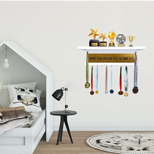 Odestar Large Medal Holder. Dream, Believe, Achieve- White - Image 1