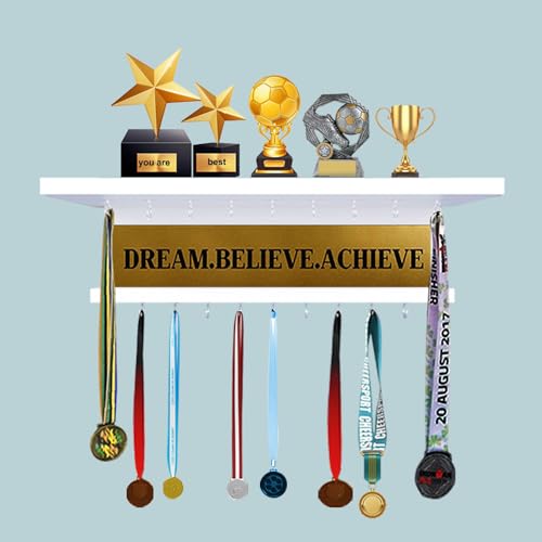 Odestar Large Medal Holder. Dream, Believe, Achieve- White - Image 2