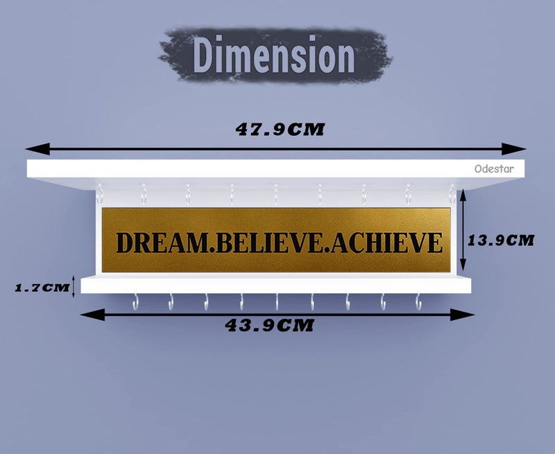 Odestar Large Medal Holder. Dream, Believe, Achieve- White - Image 3