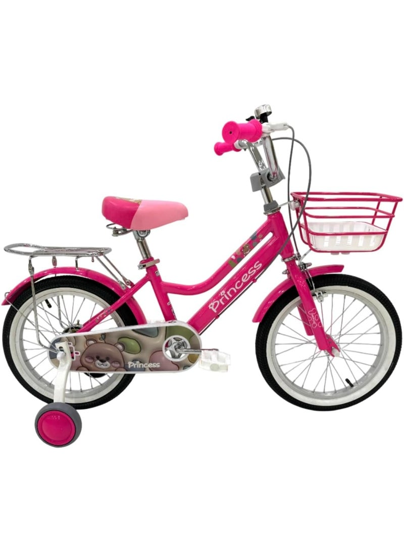 RALLY BICYCLE 16-Inch Kids Bike For Girls | 16-Inch Wheel Size| With Training Wheels |Chain Cover | Basket And Rear Seat | Dark Pink - Image 1