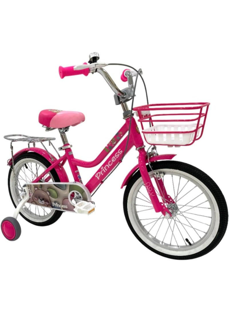 RALLY BICYCLE 16-Inch Kids Bike For Girls | 16-Inch Wheel Size| With Training Wheels |Chain Cover | Basket And Rear Seat | Dark Pink - Image 2
