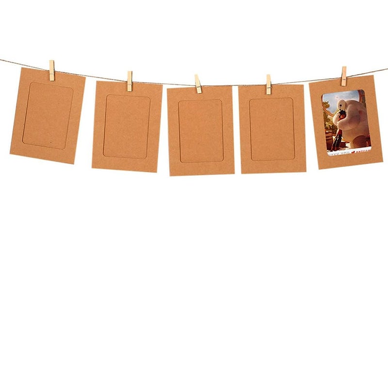 53 Arts 53ARTS 10 pcs Hanging Photo Frame with Wooden Clips and RopeBrown  - Image 2