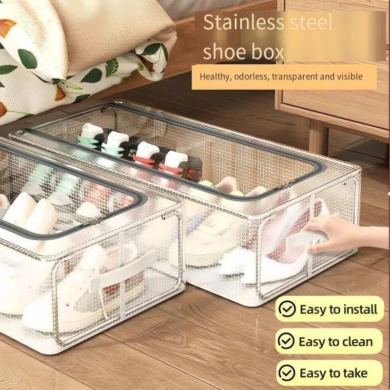 ZURITY Shoe Storage Organizer Shoe Box Organizer Transparent Shoe Rack Dustproof Shoe Cover Space Saving Box Foldable Easy to Clean Pack of 1Multicolor - Image 5