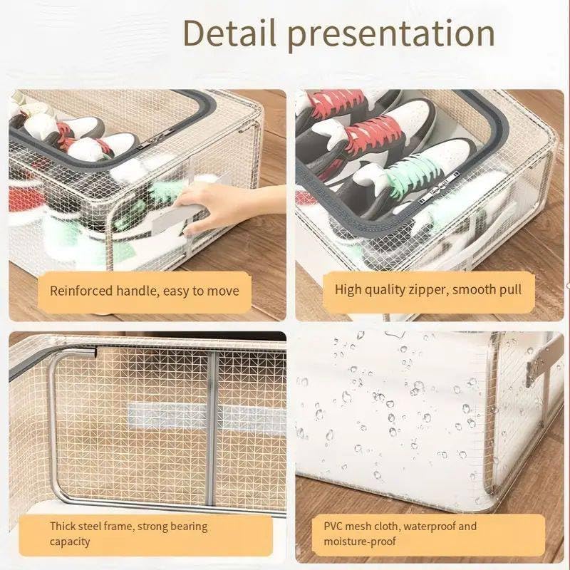 ZURITY Shoe Storage Organizer Shoe Box Organizer Transparent Shoe Rack Dustproof Shoe Cover Space Saving Box Foldable Easy to Clean Pack of 1Multicolor - Image 4