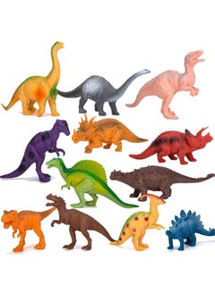 Kids Dinosaur Figures Toys 7 Inch Jumbo Plastic Dinosaur Playset Stem Educational Realistic Dinosaur Figurine For Boys Girls Toddlers Including Trex Stegosaurus Triceratops Monoclonius 12 Pack