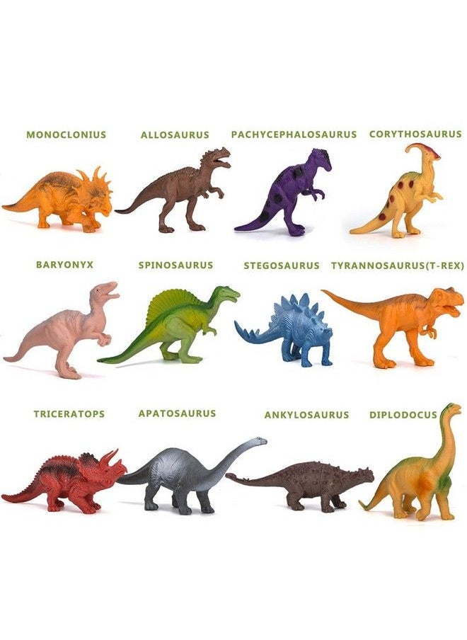 Kimicare - Kids Dinosaur Figures Toys 7 Inch Jumbo Plastic Dinosaur Playset Stem Educational Realistic Dinosaur Figurine For Boys Girls Toddlers Including Trex Stegosaurus Triceratops Monoclonius 12 Pack - Image 1
